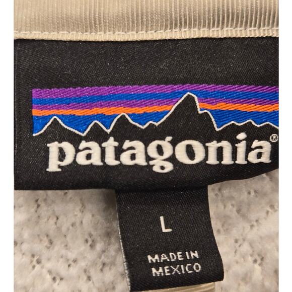 Patagonia Polartec Re-Tool Quarter Snap Fleece Cream Gray Pockets Womens Large - Picture 7 of 11
